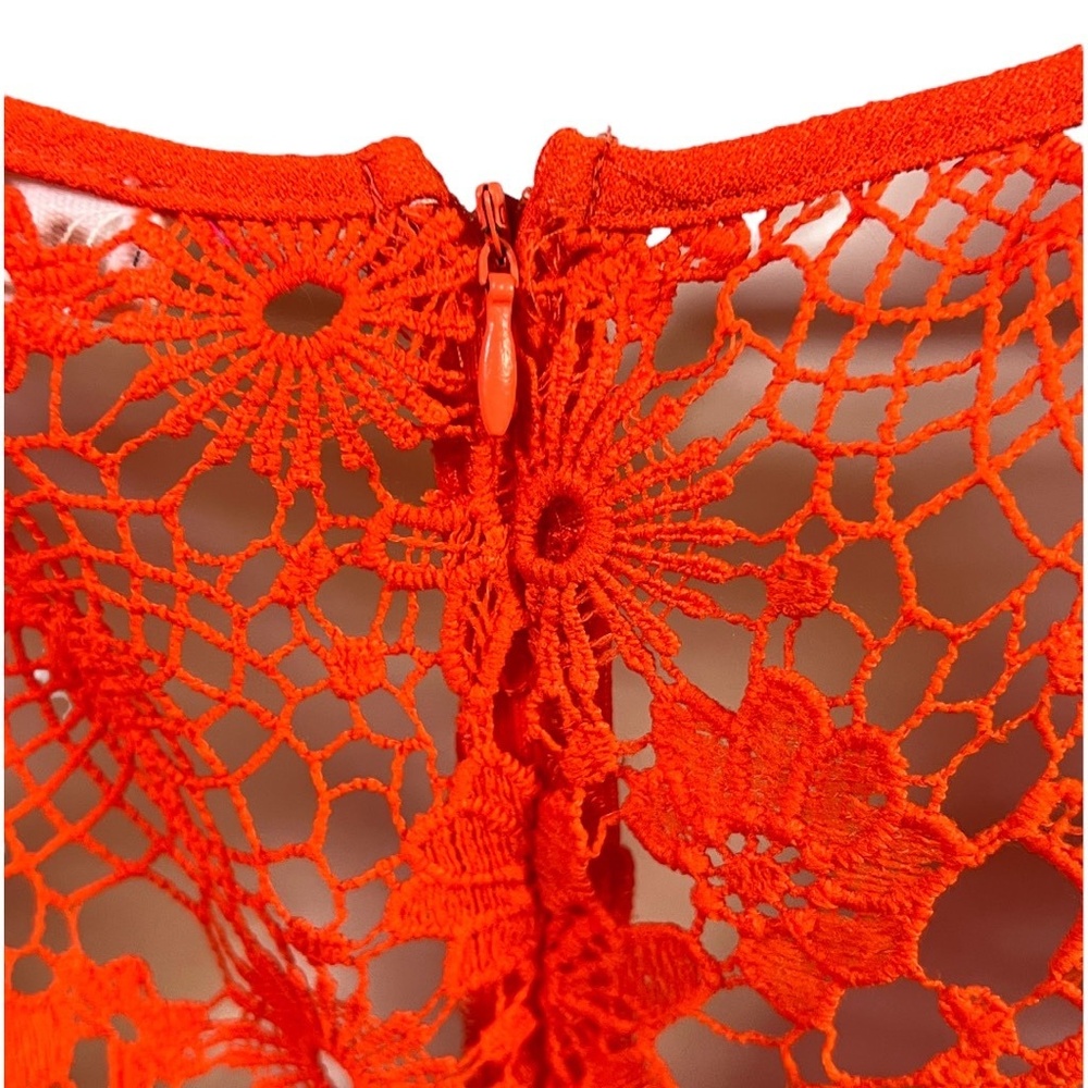 Sugarlips A Line Sleeveless Dress S Orange Floral Lace Overlay Feminine Chic - Picture 3 of 9